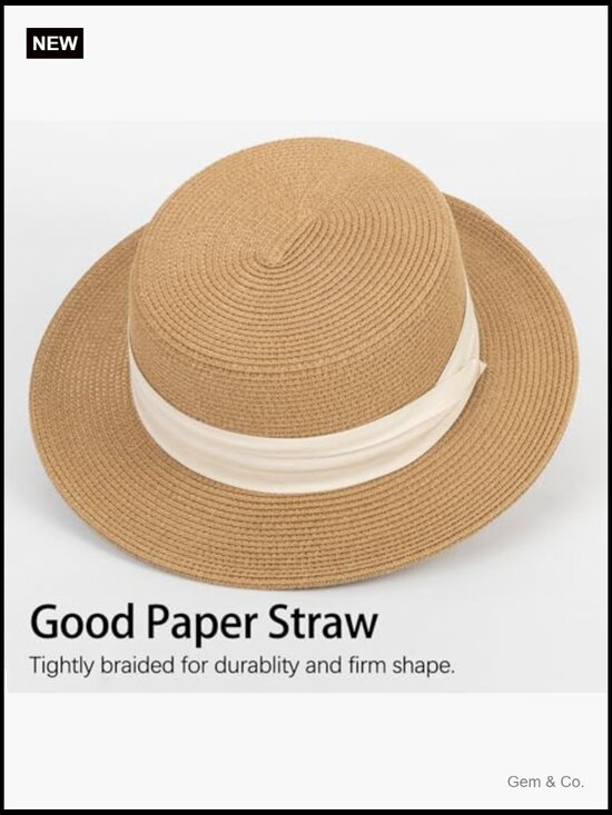 Straw Boater Sun Hat Wide Brim Fedora Panama Beach Hat for Men Women main image 6